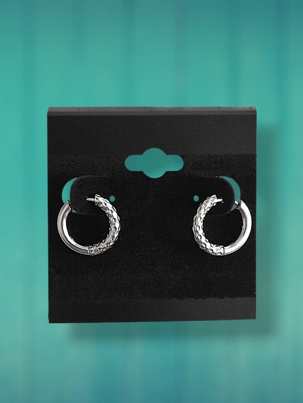 Textured Stainless Steel Hoop Earrings - 10mm